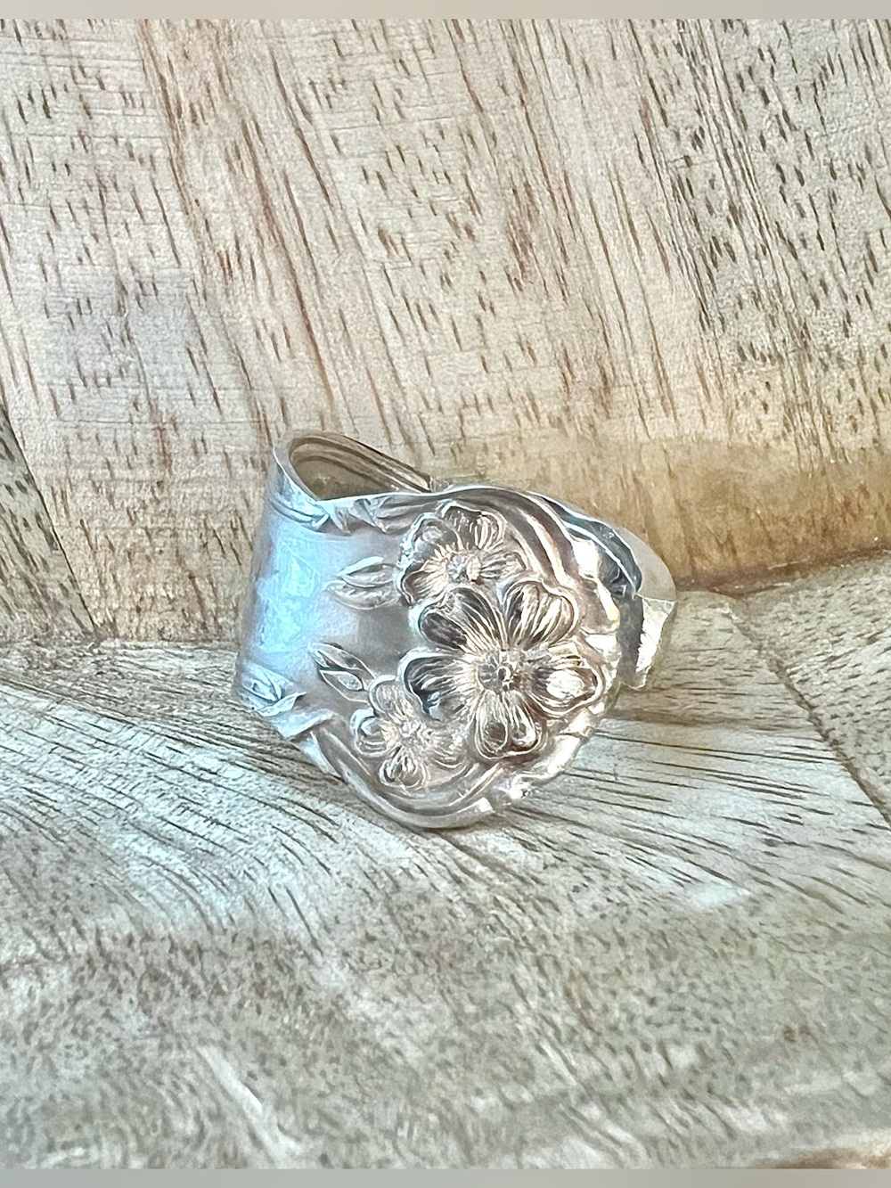 The Blossom Ring Vintage Silverware Spoon Ring Dogwood Flower SZ 7 Newly Made